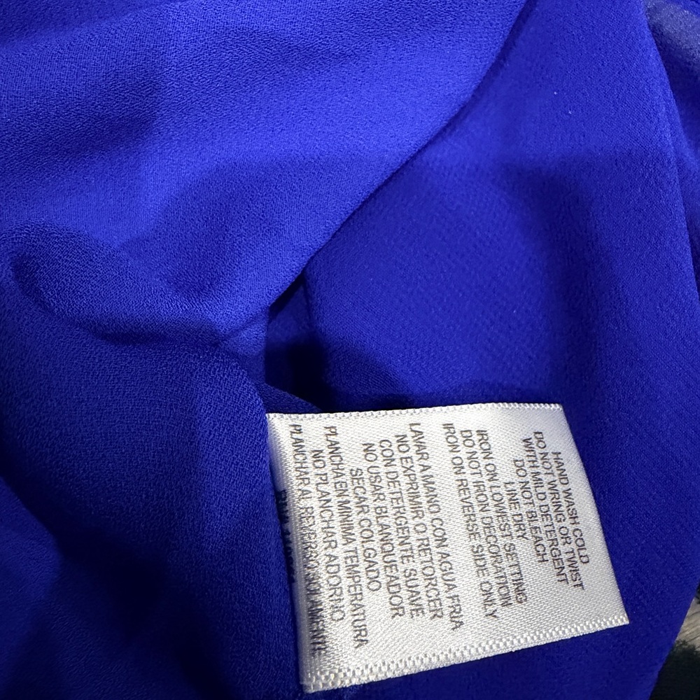 Heartsoul Royal Blue Metal Collar Neckline Tie-Waist Blouse Top Open Back L - Picture 10 of 13